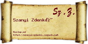 Szanyi Zdenkó névjegykártya