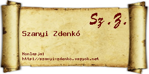 Szanyi Zdenkó névjegykártya
